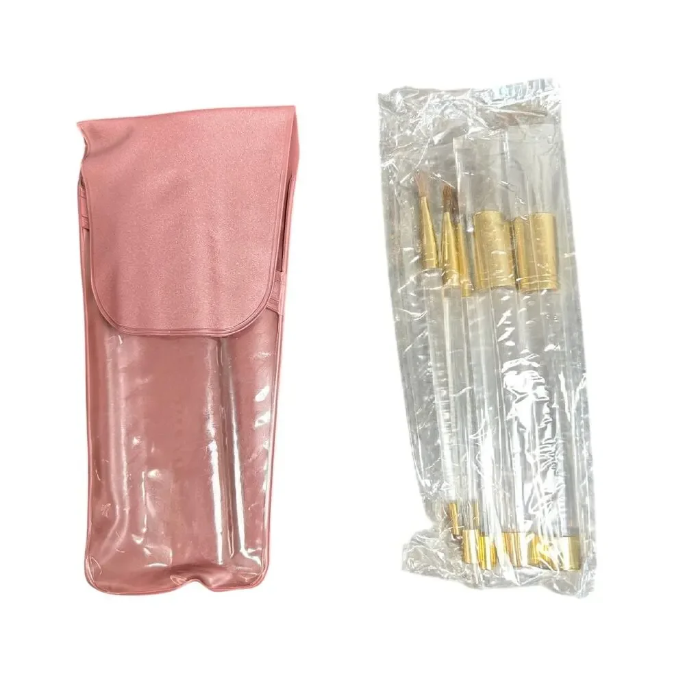 Vintage Mary Kay 5 Piece Clear Makeup Brush Set Travel Pouch original packaging